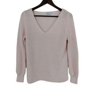 Reitmans The Classic Sweater Pink Large V Neck Ribbed Long Sleeve Cotton Blend